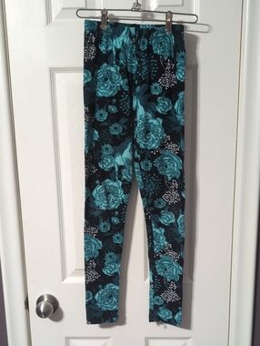 Kids Teal Floral Leggings